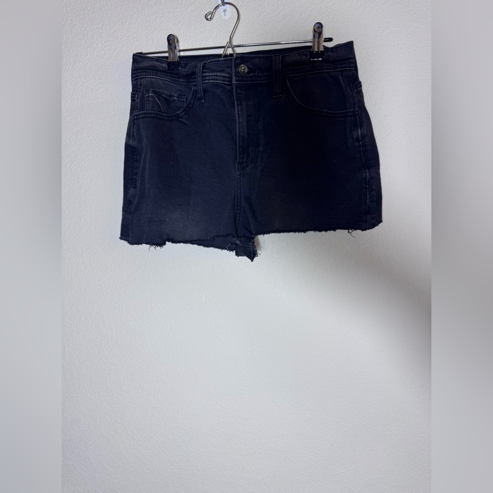 Hollister Ultra High Rise Black Dad Denim Cut Off Shorts 7 inch inseam Waist 28 - Picture 3 of 8